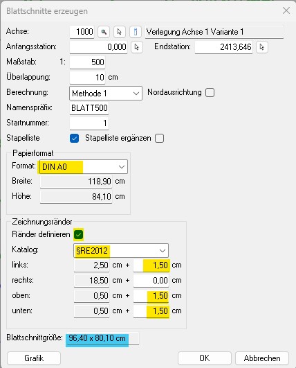 generierte Blattschnitte antlang der Achse