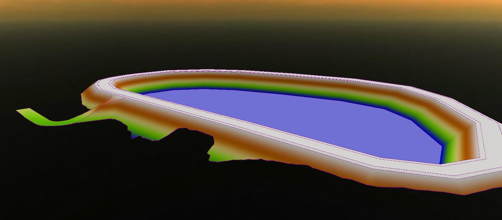 Abbildung 14: Regenrückhaltebecken mit Auffahrt in der 3D-Ansicht