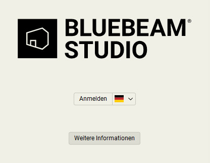 Abbildung 1: Bluebeam Studio Anmeldebildschirm
