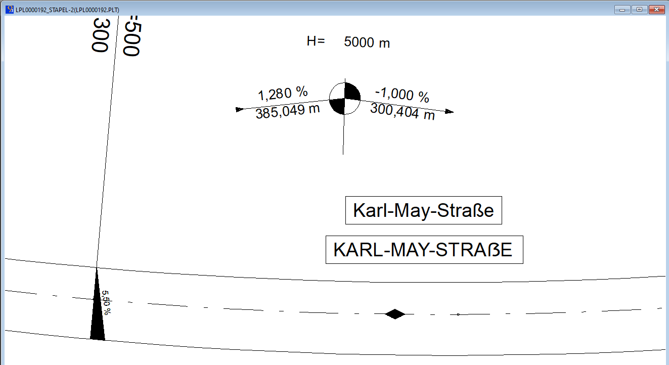 Abbildung: KARL-MAY-STRAẞE mit Klein- und Großbuchstaben in einer PLT